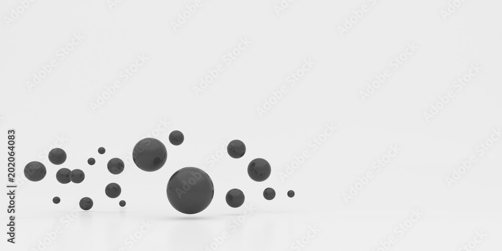 Poster abstract of black sphere on glossy background.3d rendering