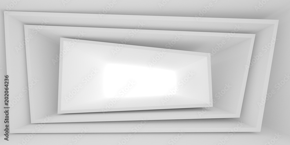 Poster abstract of white architectural space,concept of minimal futuristic interior style.3d rendering