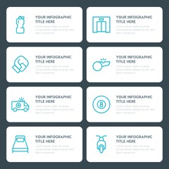 Flat transports, hotel, sports infographic timeline template for presentations, advertising, annual reports