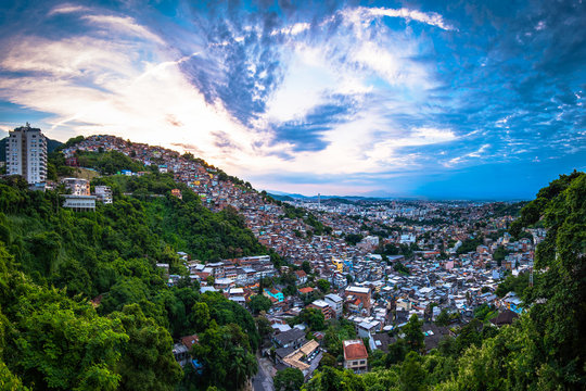 Panoramic View of Rio de Janeiro Slums on the Hill