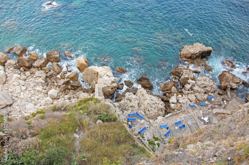 View From Above On The Sea And Stones Or Rocks In The City