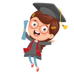 Vector Illustration Of Kid Graduating