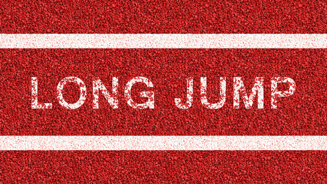 Long jump font on running track