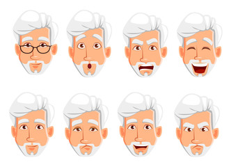 Face expressions of business man with gray hair