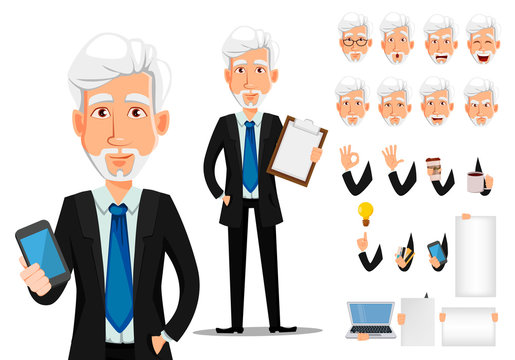 Businessman cartoon character creation set