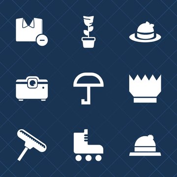 Premium set with fill icons. Such as royal, clothes, projector, video, rain, laundry, brush, object, decoration, paint, male, head, plant, fun, sport, queen, cap, luxury, t-shirt, web, room, fashion