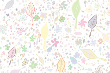 Illustrations of leaves & flowers. Graphic, line, style & messy.