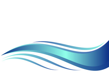 Water wave, vector illustration of abstract blue waves on white background for logo, website, brochure and print template design.