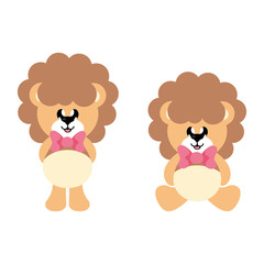 cartoon cute lion with tie set