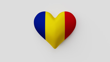 Corazón bandera Rumanía. 3D