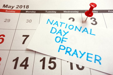 National day of prayer date marked on calendar - thursday, 3 may 2018
