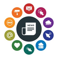 Fototapeta premium cloud and networking, cursors, design, email Infographic Colorful fill Icons Set. Contains such Icons as computer, protection, cursor, cursor, cloud, server and more. Fully Editable. Pixel Perfect