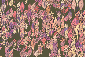 Illustrations of leaves & flowers. Hand-drawn, design, style & nature.