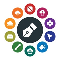 cloud and networking, cursors, design, email Infographic Colorful fill Icons Set. Contains such Icons as  mail, paint,  vector,  icon,  graphic,  illustration and more. Fully Editable. Pixel Perfect