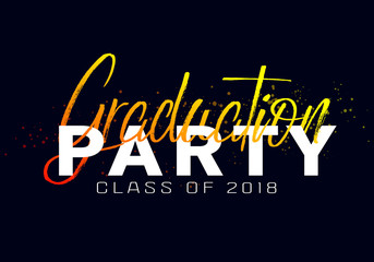 Naklejka na ściany i meble Graduation label. Vector text for graduation design, congratulation event, party, high school or college graduate. Lettering Class of 2018 for greeting, invitation card