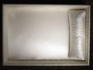 Top view of empty open coffin