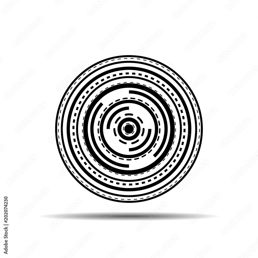 Wall mural a circle with stripes, lines and dashed lines. abstract circle.