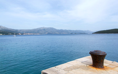 Old metal pier for mooring ships