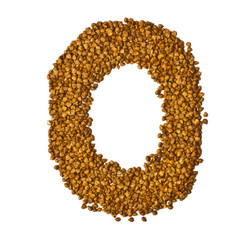 Obraz premium Letters of the alphabet made from buckwheat on white background