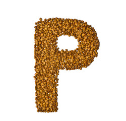 Letters of the alphabet made from buckwheat on white background