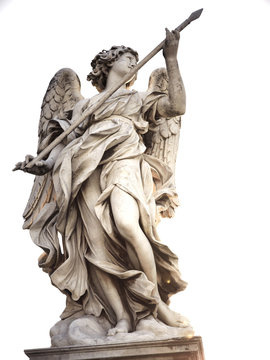 Angel statue holding spear