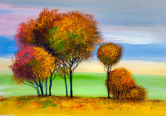 Trees, oil painting, artistic background