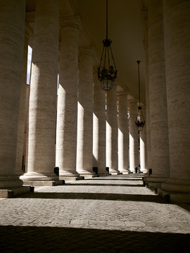 Stone columns and walkway