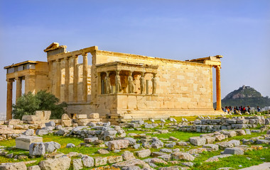 Porch Caryatids Ruins Temple Erechtheion Acropolis Athens Greece