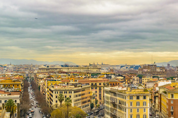 Naklejka premium Rome Aerial View From Vatican Musuem Viewpoint