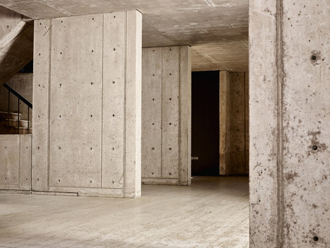 Concrete walls in empty building