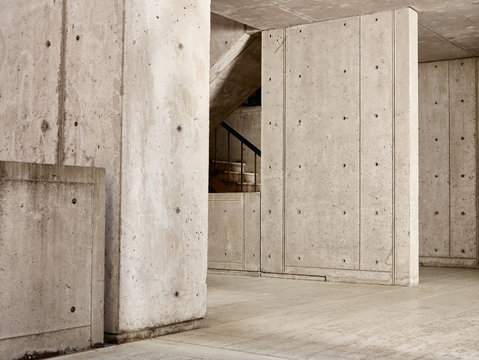Concrete walls in empty building