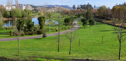 Parque da Devesa Urban Park in Vila Nova de Famalicao, Portugal. Built near the center of the city....