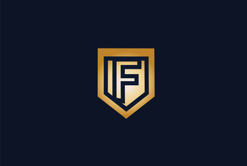 Modern Letter F Shield Logo Design Template.