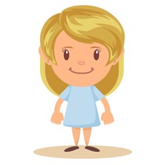 Fototapeta premium Cartoon vector portrait in full growth of a little girl. Stock flat vector illustration.