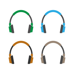 Headphones icon. Vector illustration, flat design.