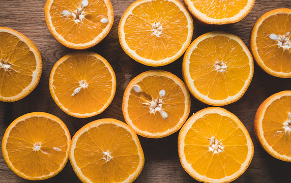 Closeup of sliced oranges