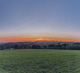 Sunset with Jested hill near Roprachtice village