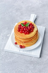 Tasty breakfast. Homemade pancakes with fresh cranberry