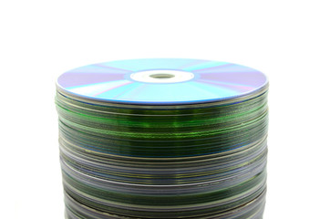 Fototapeta premium The CD stack is placed isolated on white background