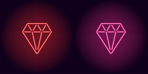 Fototapeta premium Neon diamond in red and pink color