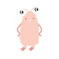 Funny nursery poster with cute monster. Vector illustration in scandinavian style
