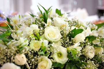 Bouquets with white roses.