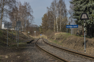 Fototapeta premium Railroad track near Horni Slavkov town