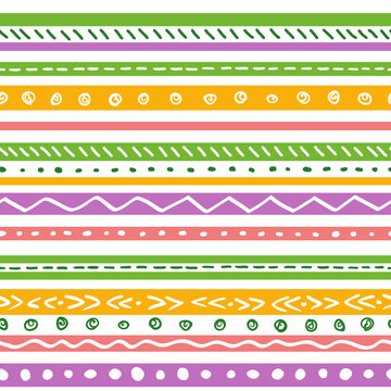 Seamless ethnic pattern with soft color stripes. Repeat straight cute stripes texture background, vector.
