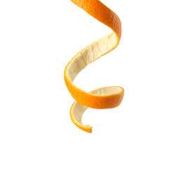 fresh orange peel isolated on white background
