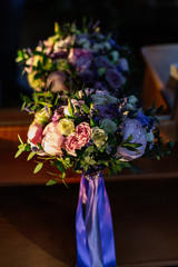 Beautiful wedding bouquet of beautiful fresh flowers