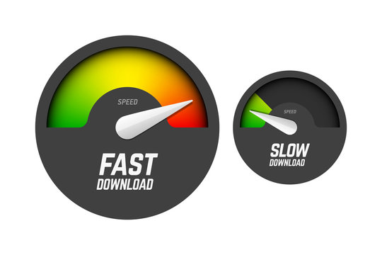 Fast and slow download speedometers, speed test