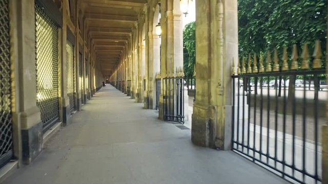 Passage at House and Garden in Palais-Royal Palace. Palais-Royal (1639), originally called Palais-Cardinal, it was personal residence of Cardinal Richelieu in Paris.