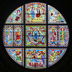 Stained-glass window of Siena Cathedral, Italy