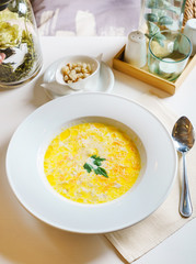 vegetable soup in the restaurant